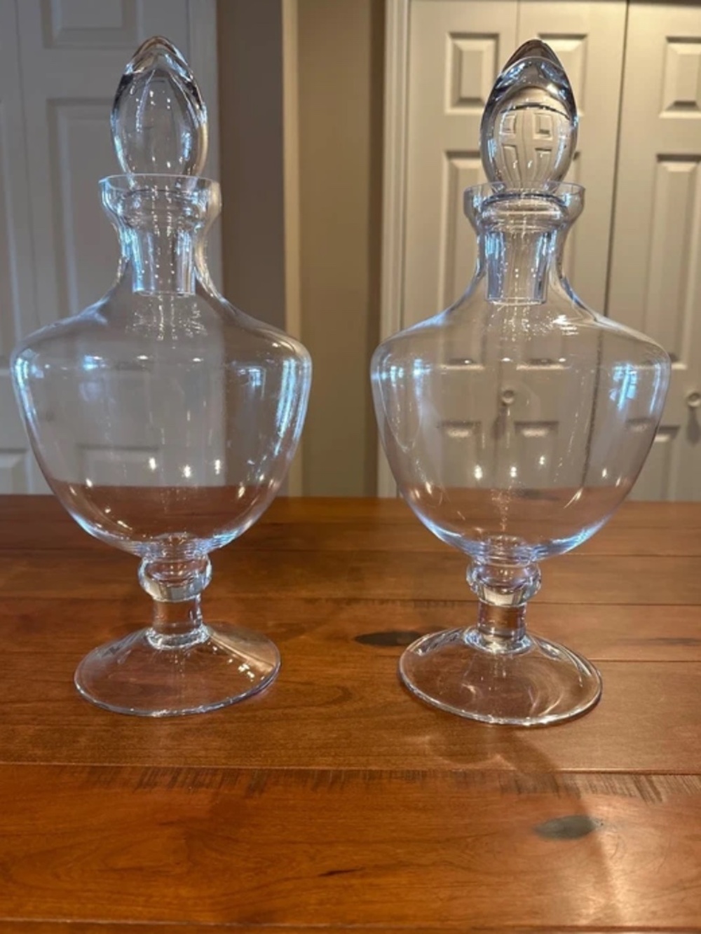 Vintage Clear Glass Footed Decanters